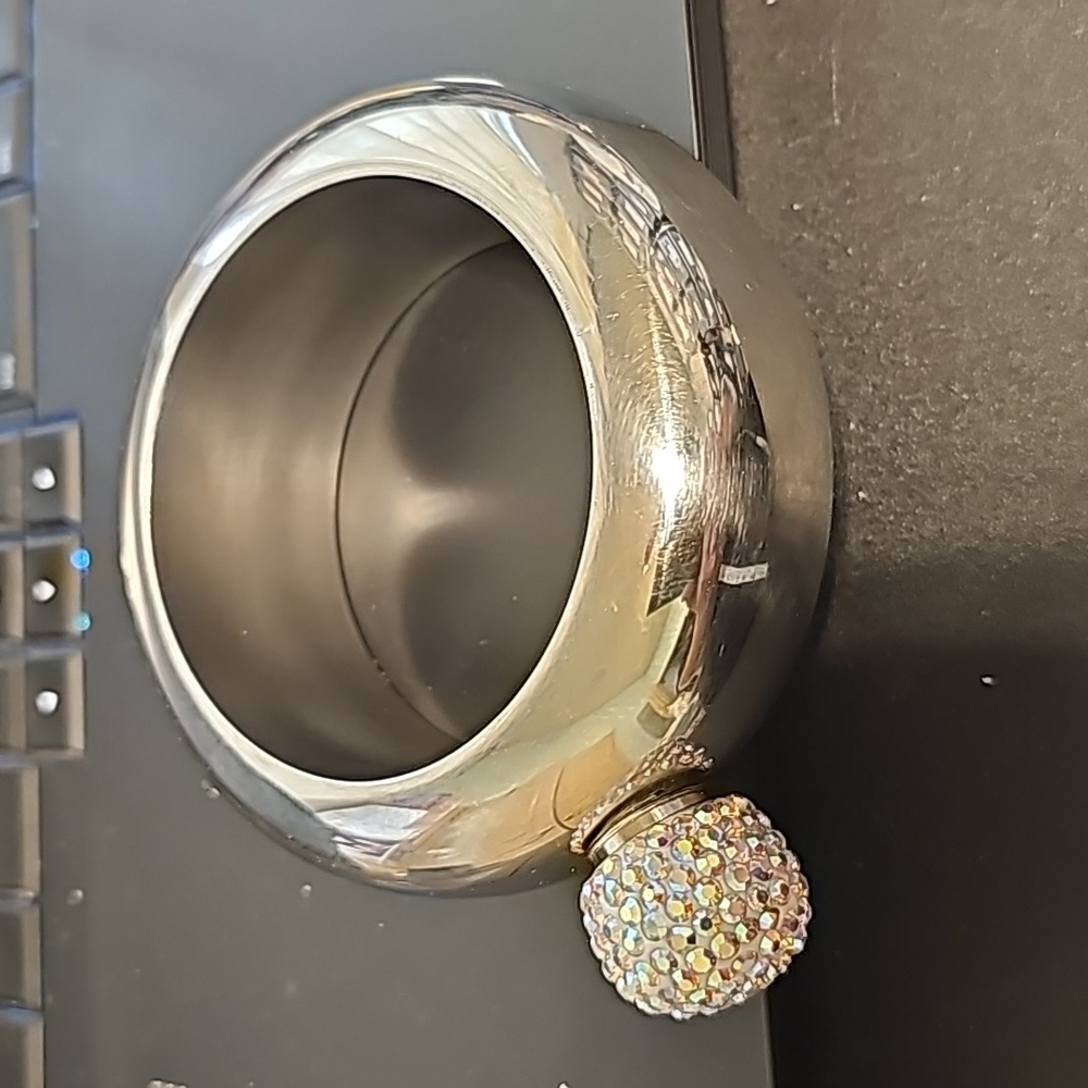 Hillside  bangle Bracelet drink flask Rhinestone lid Silverstone